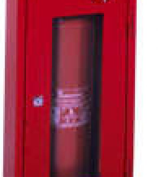 Шкаф для огнетушителя ШПО-107УОК (угловой открытый красный)