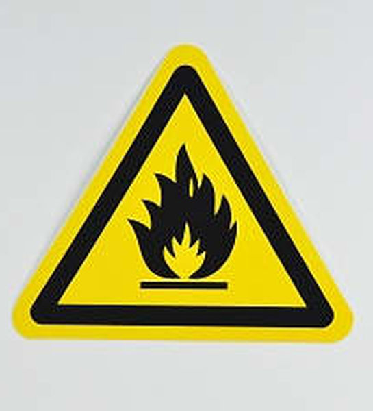 Знак 'Пожароопасно. Легковоспламеняющиеся вещества' (ГОСТ Р 12.4.026-2001) 200х200х200 мм