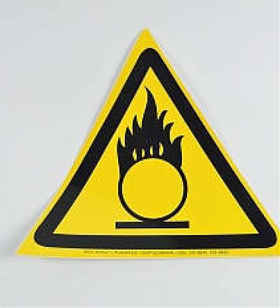 Знак 'Пожароопасно. Окислитель' (ГОСТ Р 12.4.026-2001) 200х200х200 мм