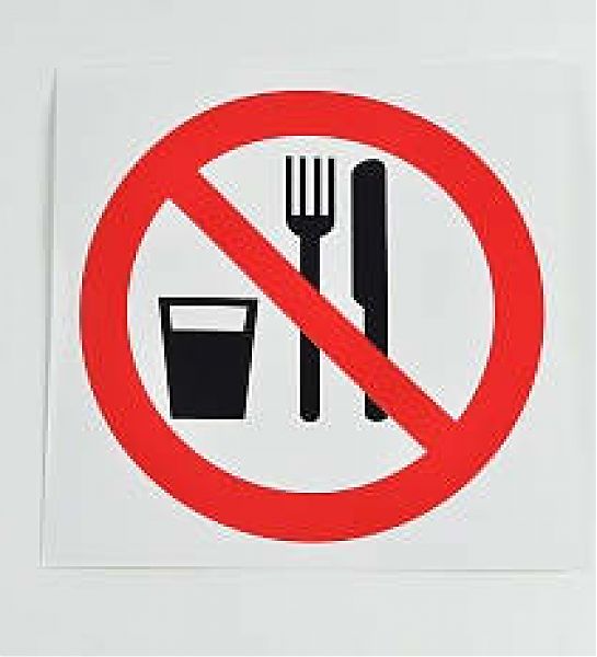 Знак 'Запрещается принимать пищу' (ГОСТ Р 12.4.026-2001) 200х200 мм