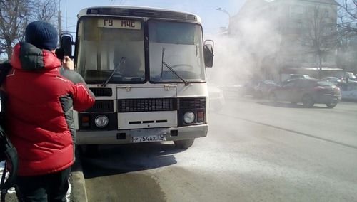 Во Владимире загорелся автобус с журналистами